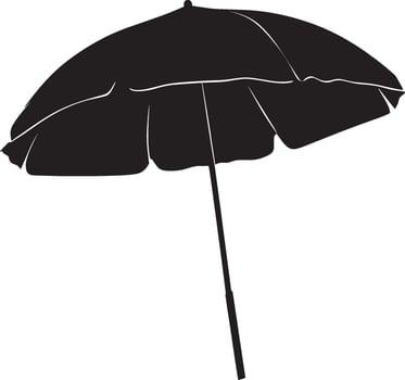 Black illustration of a beach umbrella in simple silhouette style. vector