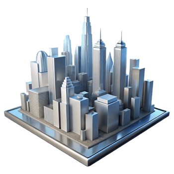 Urban Skyline Model A 3D Cityscape Representation png