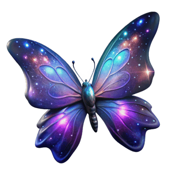 Cosmic Butterfly Celestial Wings, Galaxy Design, Night Sky, Purple, Blue, Fantasy Art, Digital Painting, Sparkling Stars, Vibrant Colors, Insect Art png
