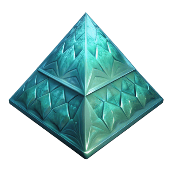 Teal Pyramid Geometric Art, 3D Render, Abstract Design, Decorative Object, Digital Artwork, Crystalline Texture, Facet Pattern, Green Hues, Shiny Surface, Intricate Details png