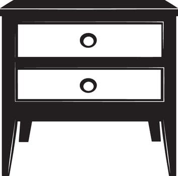 Black illustration of a nightstand furniture icon. vector