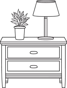 Nightstand furniture outline black illustration vector