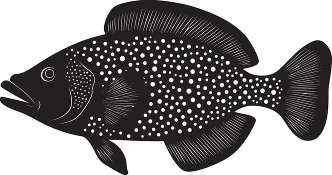 Grouper fish simple silhouette black illustration vector