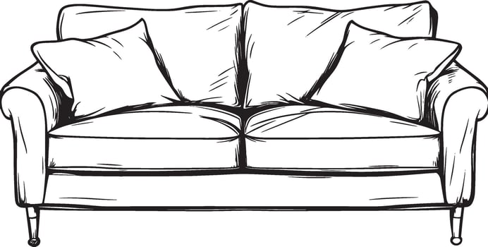 Sofa outline black illustration vector
