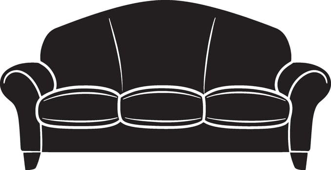 Minimalist black silhouette of a sofa icon, design. vector