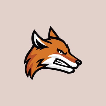 A fox head logo on a light background vector