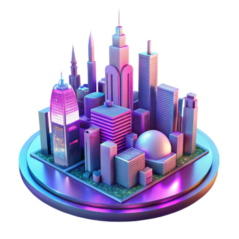 dramatic abstract Neon Cityscape A Digital Model of Urban Architecture premium png