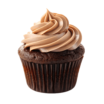Chocolate cupcake with creamy swirled frosting. desserts and sweet treats png