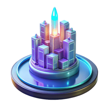 serene traditional Futuristic Cityscape Illuminated Towers and Modern Architecture professional png