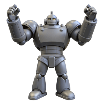 Triumphant Robot A 3D Model of a Powerful Mechanical Being png
