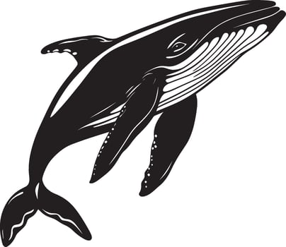 Minimalist black silhouette of a whale, design. vector