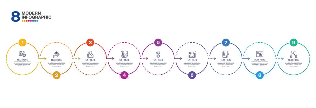 Infographic process design with icons and 8 options. vector