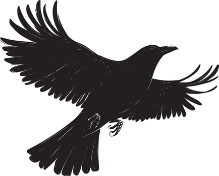 Crow flying icon black illustration vector