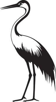 Minimalist black silhouette of a crane bird icon, design. vector