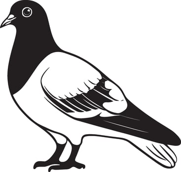 Simple black outline of a pigeon, illustration vector
