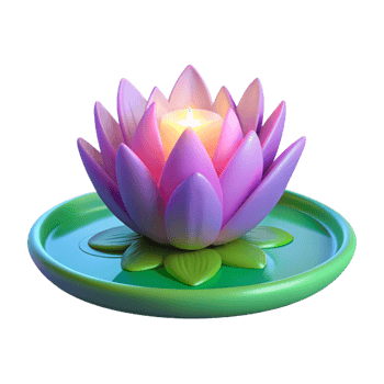 Serene Lotus Flower with Candle 3D Render of Tranquil Scene png