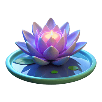 Serene Lotus Blossom with Candle 3D Render of Tranquil Water Lily png
