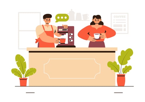 Coffee Flavor Testing Illustration with People Experiencing Different Coffee Notes vector