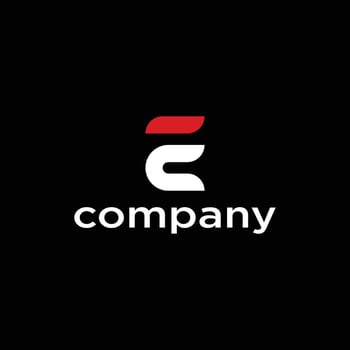 E in white and red vector