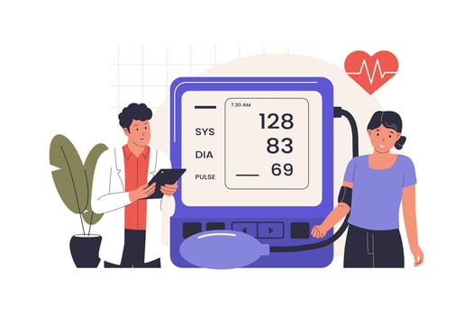 Illustration of people checking blood pressure vector