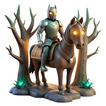 Knight on Horseback in Enchanting Forest png