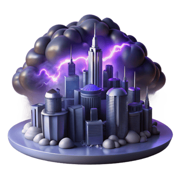 Cityscape Under a Thunderstorm A 3D Rendering png
