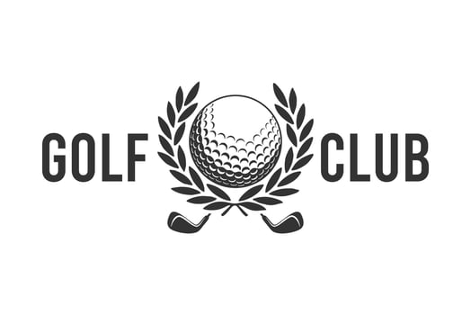 Golf Clubs logo with ball and laurel wreath vector