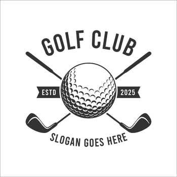 Golf Clubs with ball and crossed golf sticks logo vector