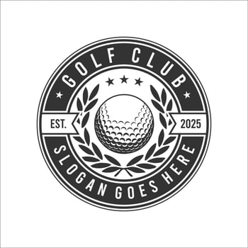 Simple Golf Clubs Circle Logo Template. Golf ball logo vector