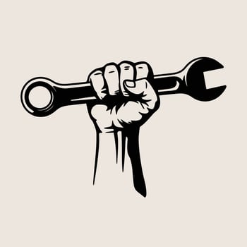 Fist Holding Wrench Illustration in Vintage Style vector