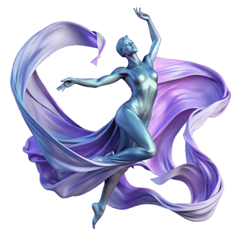 Abstract Figure in Flowing Fabric A 3D Render of Grace and Movement png
