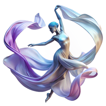 Abstract Dance Graceful Figure in Flowing Fabric png