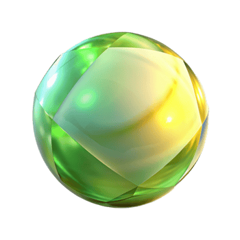 Abstract Green and Gold Gemstone Sphere 3D Render png