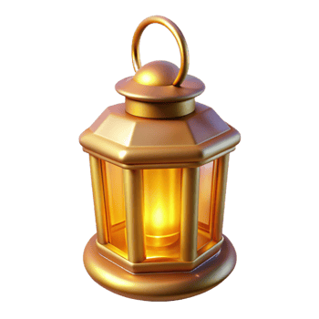 Illuminated Golden Lantern A 3D Render of a Classic Design png