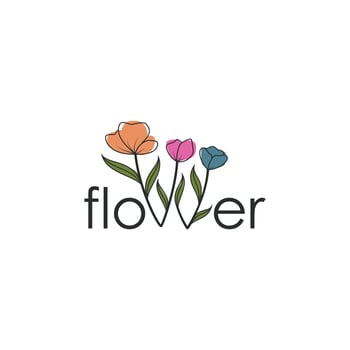 The word 'flower' with the letters w designed as colorful flowers vector