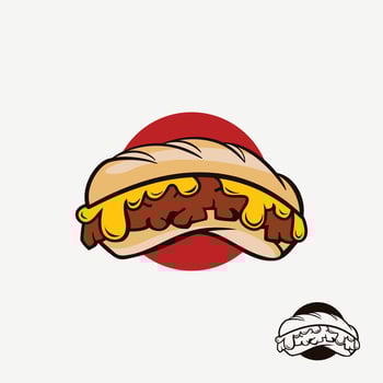 sandwich with melted cheese and meat vector