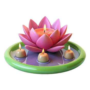 Serene Lotus Candle Arrangement A Relaxing and Tranquil Atmosphere png