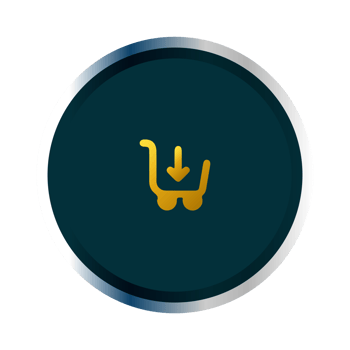 A shopping cart icon on a black background png