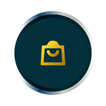 A black and gold icon of a bag png