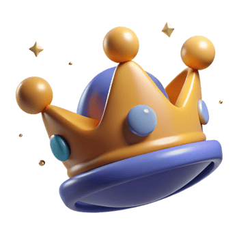 beautiful abstract Digital Render of a Cartoon Crown with Stars high resolution png