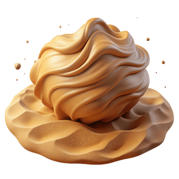Abstract Swirling Caramel Orb on Sandy Surface png