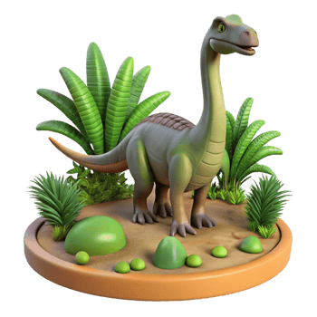 Cartoon Dinosaur in Prehistoric Plant Habitat png