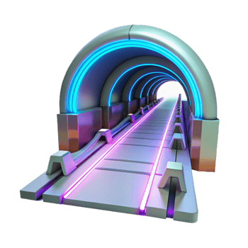 Futuristic Neon Tunnel Illuminated Pathway to the Future png