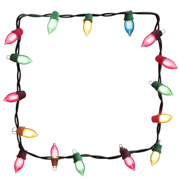 Colorful Christmas Lights Frame Festive Holiday red joy blue dark png