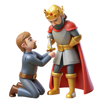 3D Render of a King and Subject A Royal Sword Presentation png