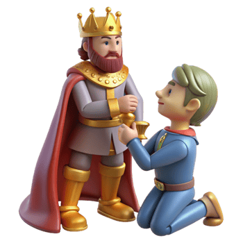3D Render of a King and Subject A Royal Presentation png