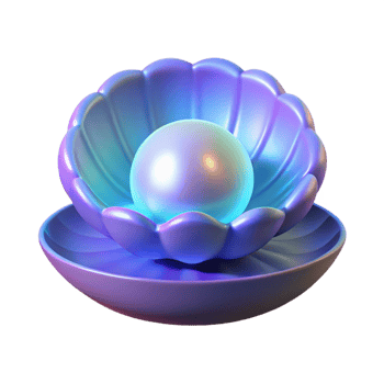 Luminous Pearl in Iridescent Shell A 3D Render png