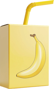 banana in a box with a straw on top png