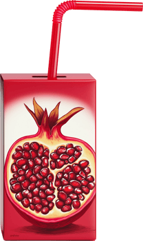 A red pomegranate with a straw in it png