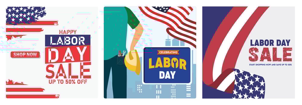 Labor Day sale promotion with American flag and patriotic themes. vector